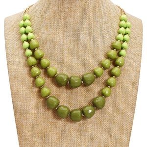 Chunky olive green beaded necklace